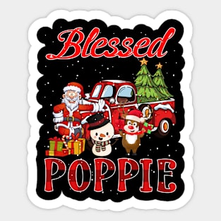 Blessed Poppie Red Plaid Christmas Sticker